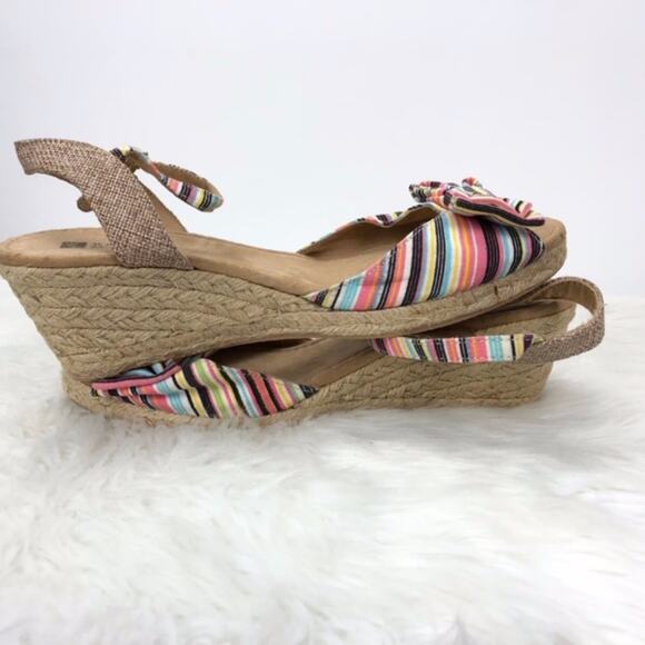 2/$30 White Mountain 9 M Womens Colorful Striped Bow Espadrille Wedges Sandals - Picture 3 of 9
